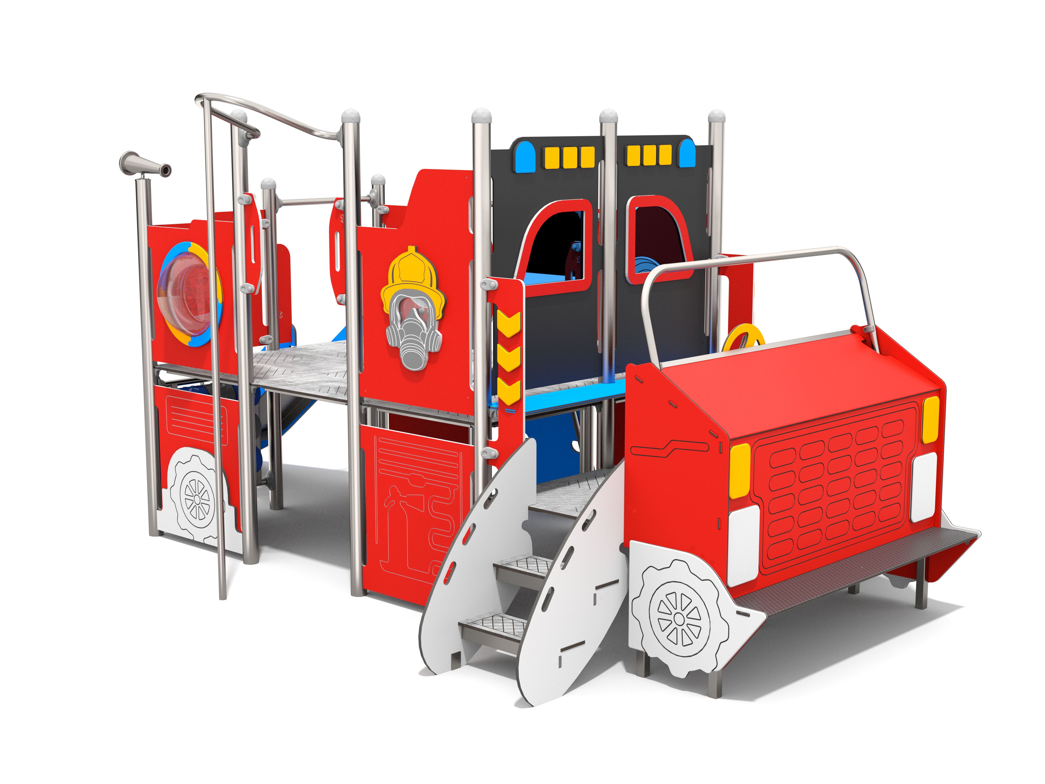 duży wóz strażacki na plac zabaw
